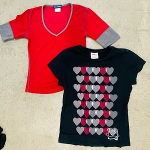 lot of 2 y2k skater girl baby tees roxy and blue asphalt